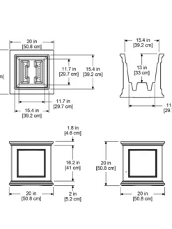 Fairfield Self-Watering Square Planter, 20” X 20” 15 Fairfield Self-Watering Square Planter, 20” X 20” -Garden Care Shop 39618 16V tif