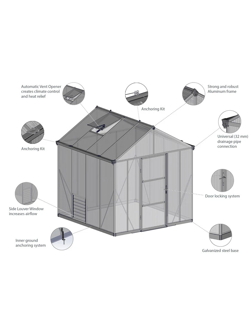 Canopia® By Palram Glory™ Greenhouse, 8' 20 Canopia® By Palram Glory™ Greenhouse, 8' - Image 20