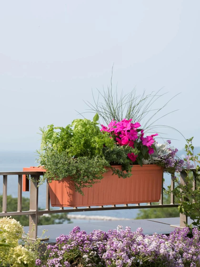 Adjustable Self-Watering Railing Planter, 32" 1 Adjustable Self-Watering Railing Planter, 32"