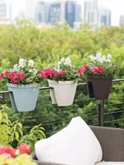 Weave Round Railing Planter, 11"