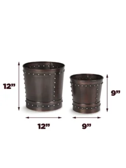 Riveted Planters, Set Of 2 -Garden Care Shop 8610032 03v