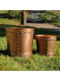 Riveted Planters, Set Of 2 -Garden Care Shop 8610032 05v