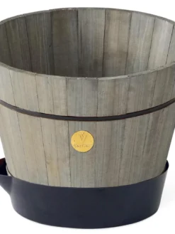 VegTrug® Build-a-Barrel Wooden Planter With Self-Watering Reservoir Tray, 18" -Garden Care Shop 8610253 08V tif