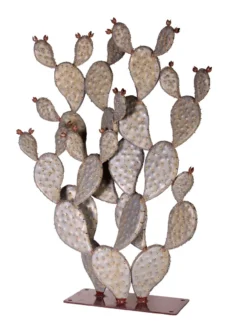 Desert Steel Prickly Pear Cactus Sculpture, Grande -Garden Care Shop 8610769 03v