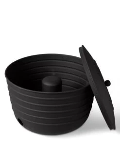 Matte Black Ribbed Hose Pot With Lid -Garden Care Shop 8611991 5868 tif