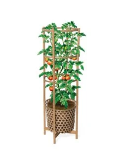 Elevated Bamboo Tomato Planter And Trellis -Garden Care Shop 8613502 art flat